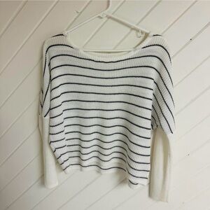 Striped White and Black Women's Sweater